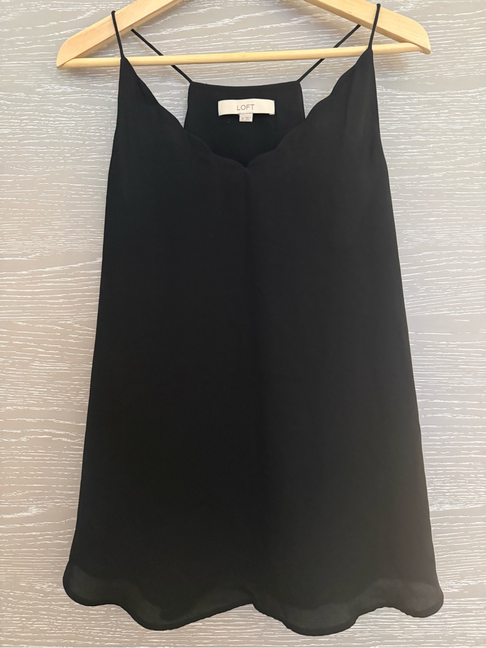 LOFT Black Scallop-Edge Strapless Slip Dress